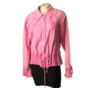 G.Designs Natural Fashions made in Peru button down blouse 100% cotton crochet